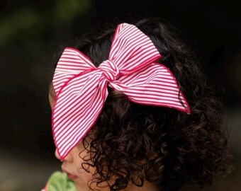 Candy Cane Stripe Hair Bow | Red White Boutique Christmas Clip