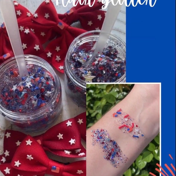 Fourth of July Hair Gittler, 4th of July hair glitter, Fourth of July hair glitter, patriotic glitter, body glitter, hair gel