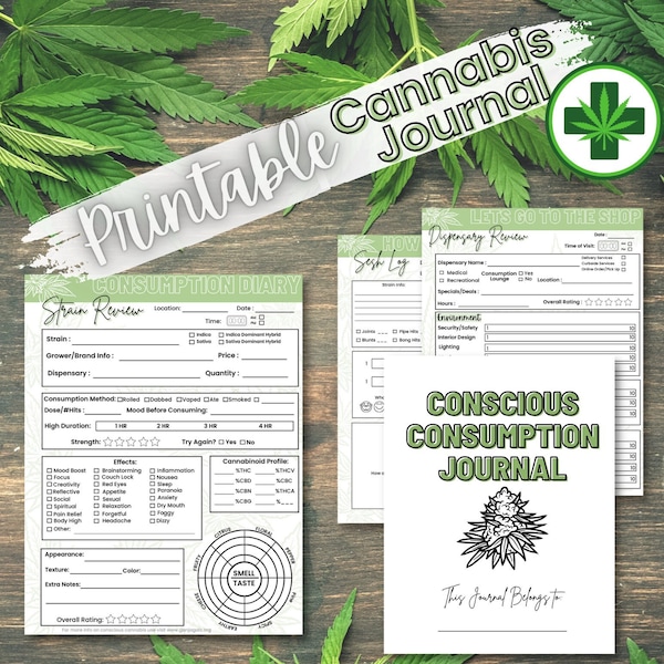 Cannabis Journal / Printable Stoner Bundle / Strain Log / Expense Habit Tracker / Medical Marijuana / Organized / THC CBD Review / Pothead