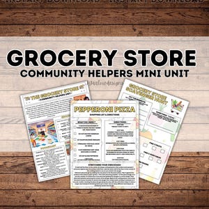 Grocery Store Community Helpers Mini Unit | Supermarket | Printable | Homemade Pizza | Homeschool | Scavenger Hunt | Food Groups | Recipe |