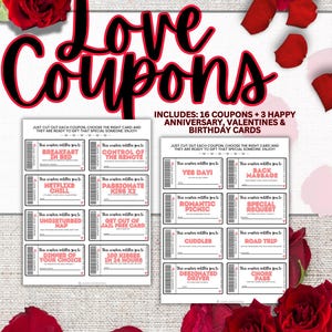 Liefdescoupons | Voor haar voor hem | Cadeaus voor volwassenen | Stellen | Jubileum Valentijnsdag | Flirterige vouchers | Date night | Harten houden van plezier |