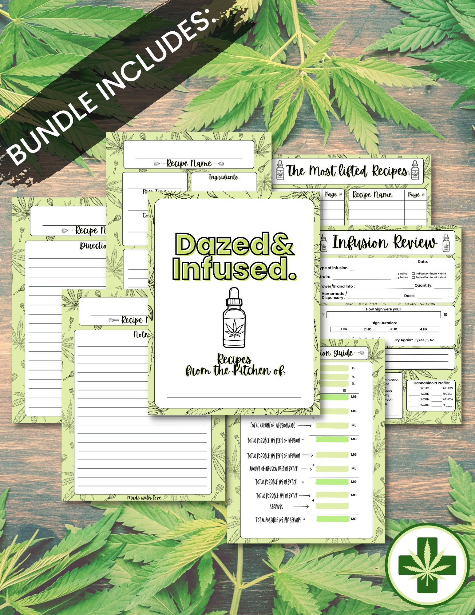 Cannabis Recipe Journal / Printable Stoner Bundle / Edible Log / Dosage