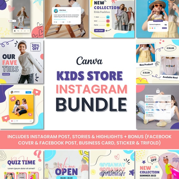 Kids Fashion Brand | Kids Store Instagram Post |  Childrens Clothing Social Media |  Baby Boutique | Canva Templates | Kids Online Shop