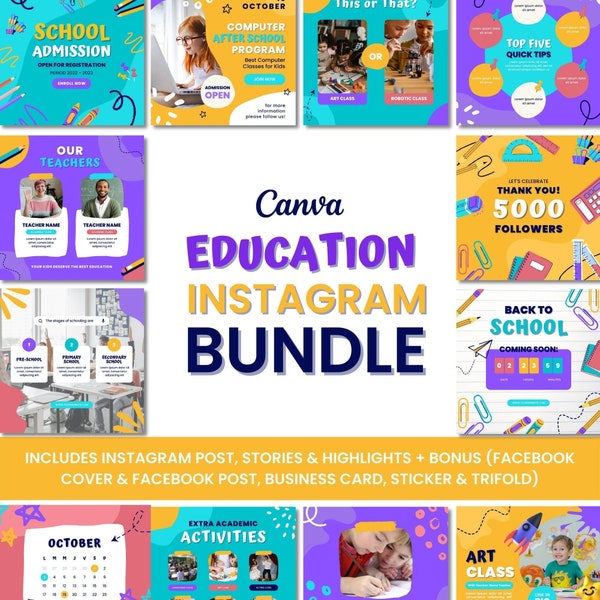 Education Instagram Canva Template | Childhood Education |  Preschool | Kindergarten | Childcare | Daycare | Social Media Feed | Kids