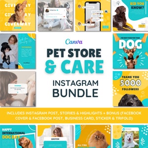 Pet Store & Care Social Media | Pet Business Instagram Post Template | Dog and cat businesses | Canva Templates | Dogs instagram content