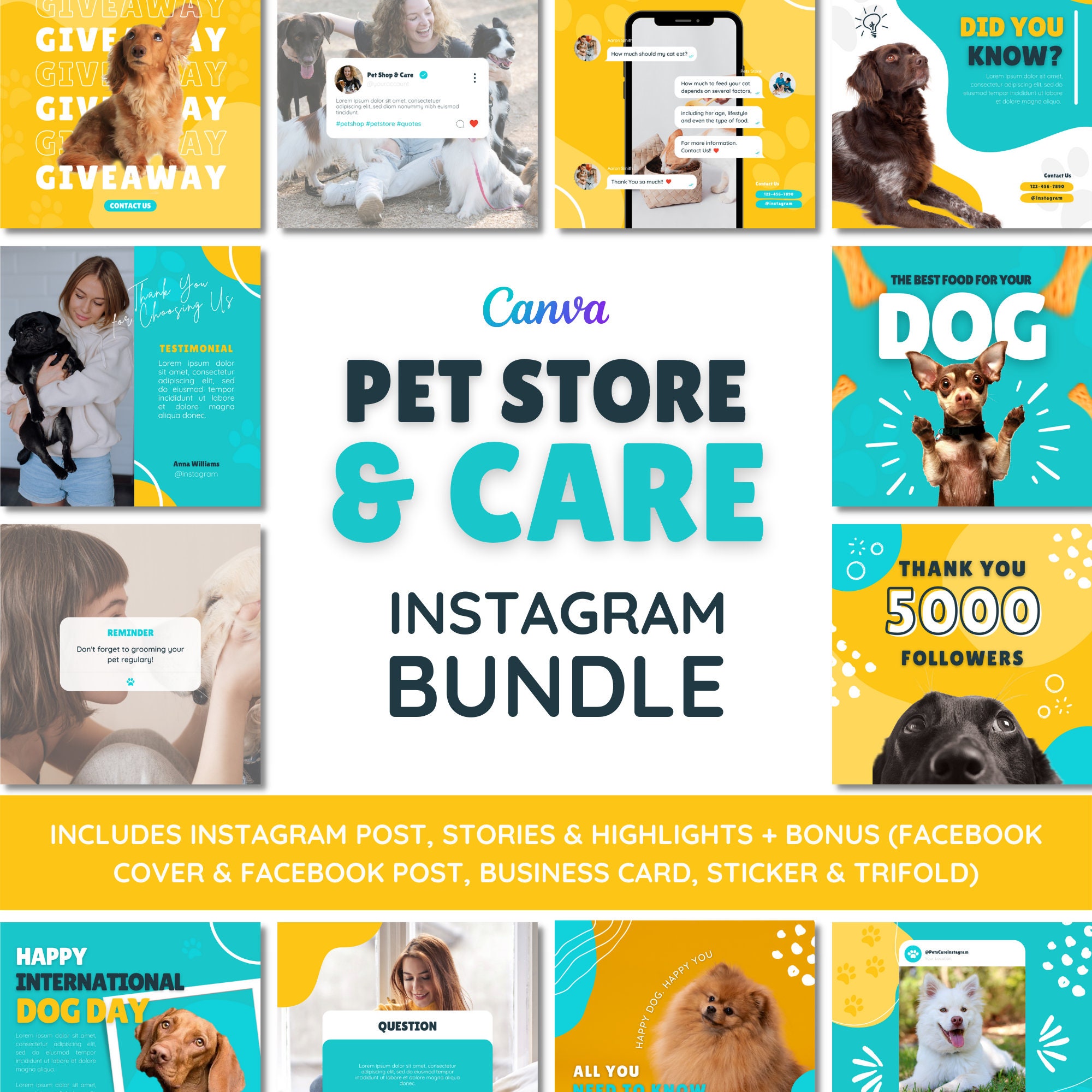 Pet Store & Care Social Media Pet Business Instagram Post Template Dog
