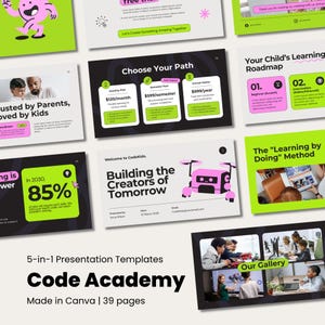 STEM Coding School Canva Templates | Presentación Academia Robótica | Tech Teacher Business Bundle | Coding Class Slides | EdTech Deck Pack