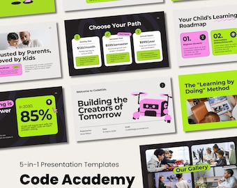 STEM Coding School Canva Templates | Robotics Academy Curriculum Presentation | Tech Teacher Business Bundle | AI Workshop Slides EdTech