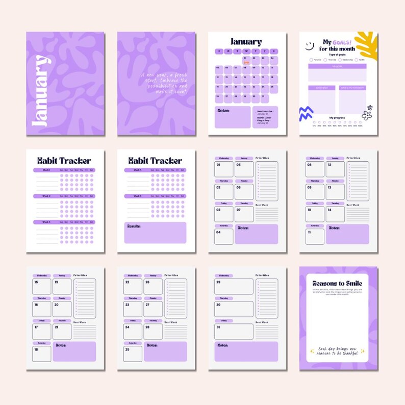 Calendar 2025 Agenda 2025 Diary Weekly Planner Month Planner Habit