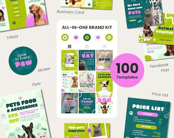 Pet Business Brand Kit Canva Templates | Dog Boarding Social Media | Veterinary Stationery | Complete Pet Care Marketing Bundle | Grooming