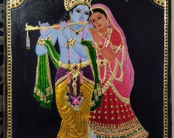 Pintura Tanjore - Radha Krishna