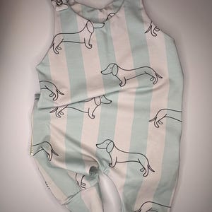 Mint cream sausage dog romper
