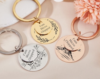 Microchipped Dog Tag for dogs Dog Collar Tag Personalized Cat Tag Custom Cat Collar Tag Dog ID Tag Dog Name Tag Engraved Pet Tag with Name