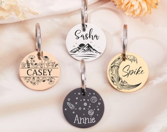 Dog Tag, Dog ID Tag Dog Name Tag,Custom Dog Tag,Engraved Dog Tag,Dog Tag Personalized,Black Dog Tag Personalized for Dogs,Round Dog Tag