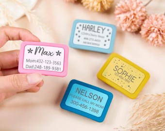 Silicone Pet Tag,Silent ID Tag for Dogs,Silent Pet Tag for Cats,Slide On Personalized Pet ID Tag with Custom Tags Engraving Dog Tag,No Noise