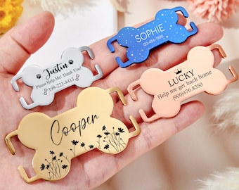Silent Dog Tag,Slide On Pet Collar Tag,Quiet Pet ID Tag,Slide on Dog Tag for Dogs Personalize Dog ID Tag,Bone Dog Tag,Dog Name Tag,Cat Tag