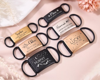 Hundemarke zum Aufschieben, Stille Hundemarke, Stille Hundemarke für Hunde, Personalisierte Hundemarke, benutzerdefinierte Haustier Hundehalsbandmarke, Hunde-ID-Tags mit elastischem Band