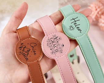Personalized Leather AirTag Dog Collar,Engraved AirTag Dog Collar,Leather Dog Collar for Dogs with Airtag Holder,Custom Airtag Dog Collar