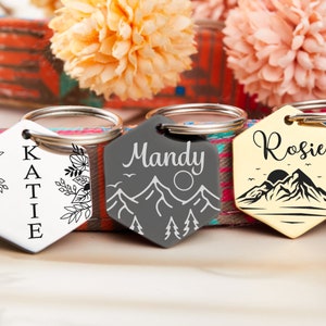 Dog Tag, Dog ID Tag, Dog Name Tag Custom Dog Tag, Gravé Dog Tag, Dog Tag personnalisé, Black Dog Tag personnalisé pour chiens, Hexagon Dog Tag