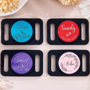 Pet AirTag Collar Holder,Slide on Dog Name Tag,Custom AirTag Cat Collar,Silicone Slient Air Tag Case,Engraved Air Tag Case for Dog Collar