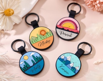 Custom Dog Collar Tag,Silent Personalized Dog ID Tag,Round Shape Silicone Dog Tag With Name,Mini Soundless Pet Tag,Outdoor Gift,Gift For Dog
