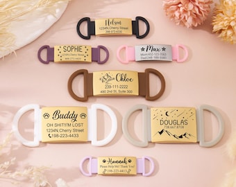 Silicone Pet Tag, Silent ID Tag for Dogs, Silent Pet Tag for Cats, Slide On Personalized Pet ID Tag with Custom Engraving Dog Tag, No Noise
