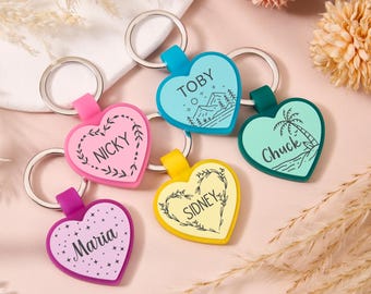 Silent Heart Dog ID Tag With Design,Custom Heart Pet Dog Tag for Dogs,Personalized Dog Name Tag,Silicone Heart Dog Name Tag,Cute Pet ID Tags