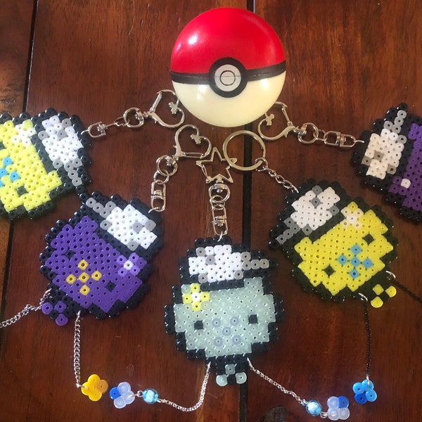 Porte-clés Halloween Pokémon Drifloon en perles Hama, Drifloon brillant brille dans le noir