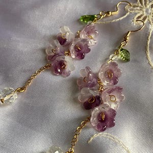 Wisteria earrings Fairycore, cottagecore, coquette aesthetic inspired stainless steel