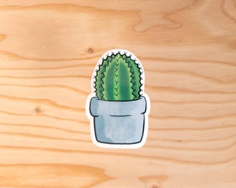Cactus sticker, cactus in a pot, ball cactus, cactus plant vinyl sticker, cute cactus, sticker for laptop