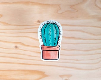 Cute cactus plant in a pot vinyl sticker for laptop