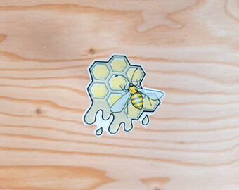 Honey comb with bee water bottle tablet laptop sticker