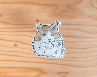 Orange and white Grumpy Tabby Maincoon mix cat sticker gift for cat dad
