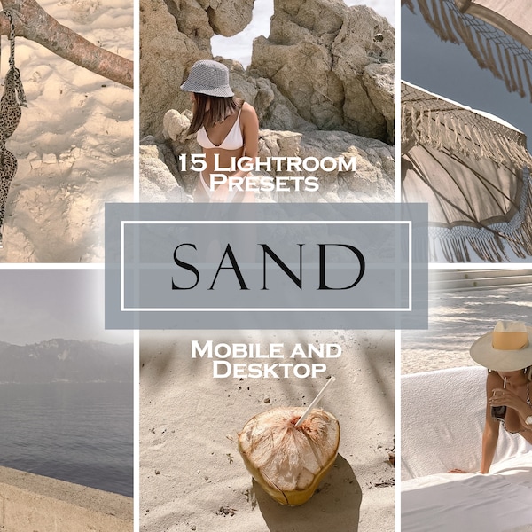 15 SAND presets, beach presets neutral presets, warm tones presets lightroom presets, honey presets summer presets, blogger instagram filter