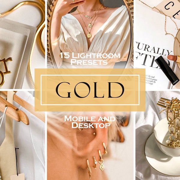 Jewelry presets product photography, 15 GOLD presets lightroom presets, luxury presets product presets golden presets, insta fashion presets