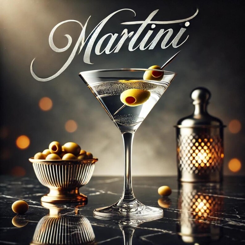 Martini Cocktail Wall Art – Digital Download | Elegant Home Bar Decor ...