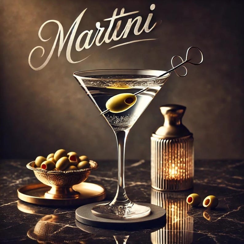 Martini Cocktail Wall Art – Digital Download | Elegant Home Bar Decor ...