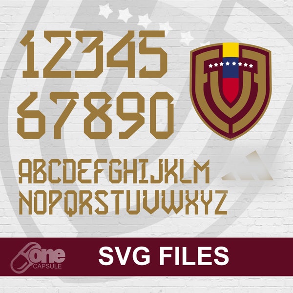 Font Vector Venezuela Vinotinto Futbol Soccer | La Vinotinto Font SVG | Venezuela Nuevo logo 2024 Svg | NEW Venezuela 2024 Font Jersey TTF