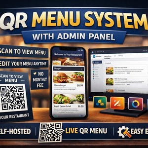 レストラン向け管理パネル付きQRメニューシステム