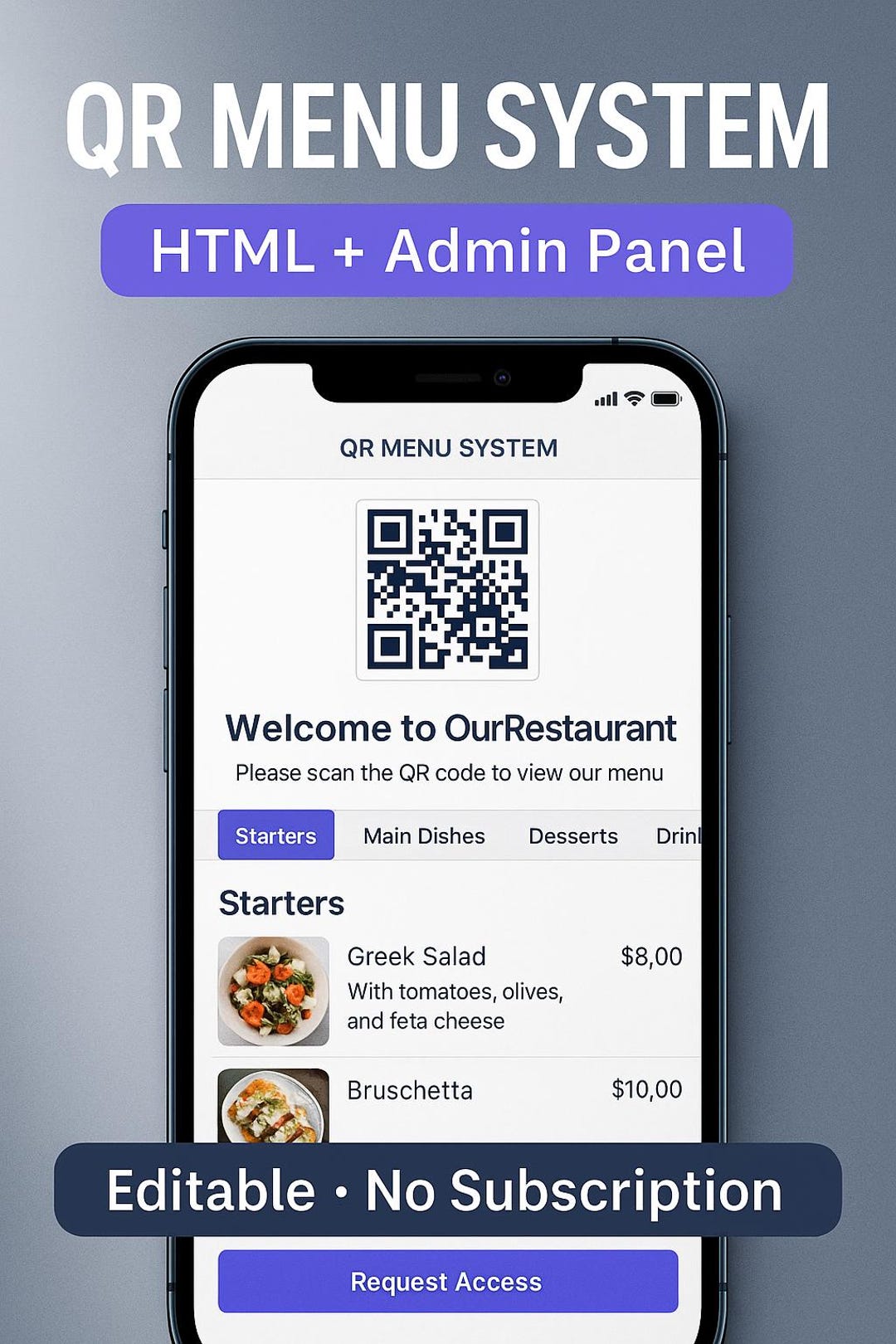Qr Menu Html Template Modelo de Menu QR: Menu HTML Digital de Restaurante com Painel ...