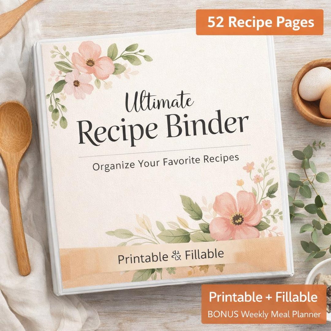 Printable Recipe Binder, Fillable Cookbook, Meal Planner (digital ...