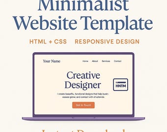Minimalist Portfolio Website Template | Professional HTML CSS | Business Landing Page | Instant Download