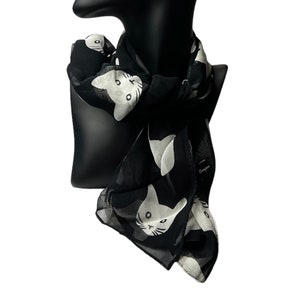 Kitty Cat Sheer Scarf Black and White