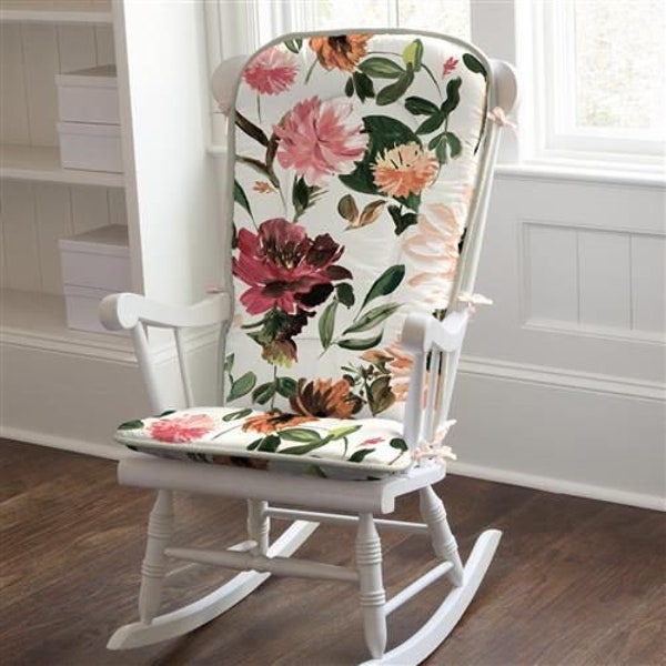 Cozy Comfy Home Chair Cushion for Rocking Chair Pads Back and Seat Sets with Taupe Ties 2 Piece Moody Floral Rocking Chair Cushion