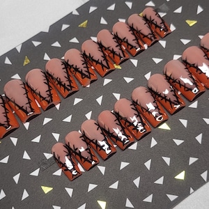 Orange fall/ Autumn/halloween press on nails