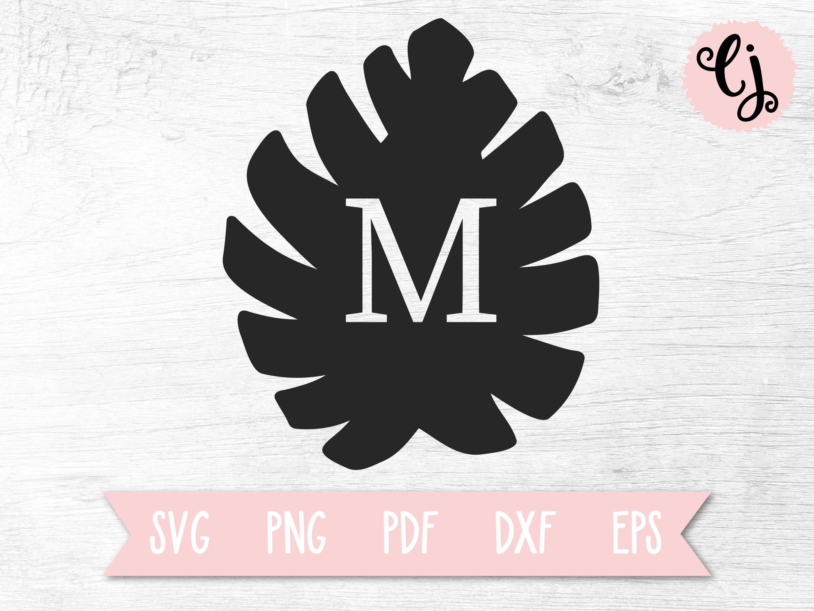 Monstera Monogram Leaf Monogram SVG, Monstera Leaf SVG, Custom Monogram SVG, Single ...