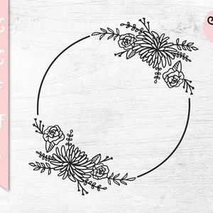 Floral Wreath SVG, Round Sign SVG, Wreath PNG
