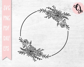 Floral Wreath SVG, Round Sign SVG, Wreath PNG