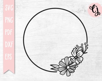 Floral Wreath SVG, Circle Border SVG, Circle Frame SVG | Floral Border