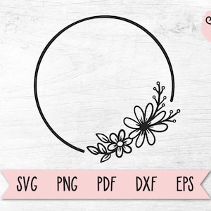 Floral Wreath SVG, Circle Border SVG, SVG for Cricut